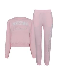 Moschino Couture Kids Pink Rhinestone Tracksuit