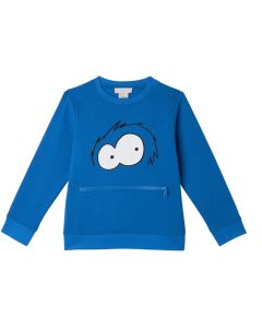 Stella McCartney Kids Boys Blue Yeti Sweatshirt with Zipper-Mouth Pocket