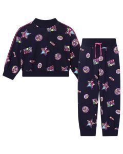 Billieblush Girls Blue Colourful Cotton Jersey Tracksuit