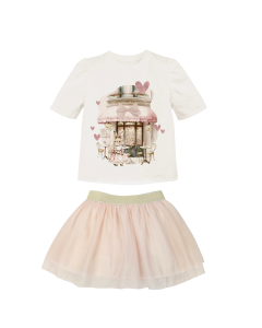 Jamiks Girls Ivory & Pink Organza Skirt Set