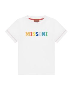 Missoni Boys White Organic Cotton Bright Multi-Coloured T-Shirt SS25