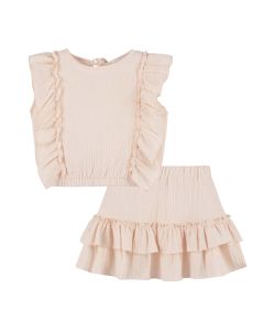 Jamiks Girls Apricot Cotton Skirt Set