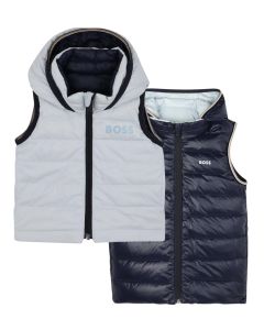 BOSS Baby Boys Pale Blue & Navy Down Padded Reversible Gilet WS25
