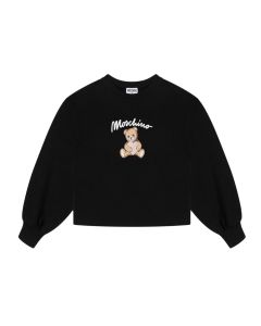 Moschino Girls Black Cotton Teddy Bear Heart Sweatshirt