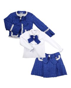 Naxos Girls Royal Blue Three Piece Skirt Set WS25