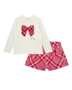 A Dee 'Lexi' Red And Pink Check Print Shorts Set WS25