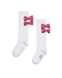 A Dee 'Landon' Red And Pink Check Print Knee High Socks WS25