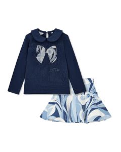 A Dee 'Nellie' Blue Swirl Print Skirt Set WS25