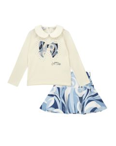 A Dee 'Nellie' White Swirl Print Skirt Set WS25