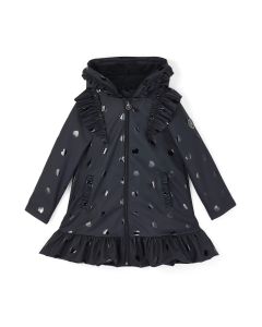 A Dee Black Ruffle Heart Raincoat WS25
