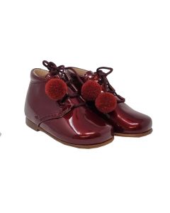 Beberlis Baby Burgundy Pom Pom Boots